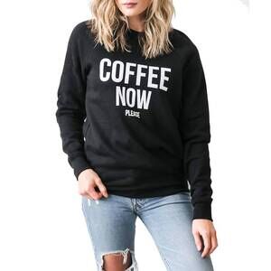 NEW BRUNETTE THE LABEL coffee now please sweatshirt in black